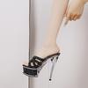 Summer New Transparent Base Heeled Sandals with Cool Crystal Drag Waterproof Sexy High Heels Head Crossband Design