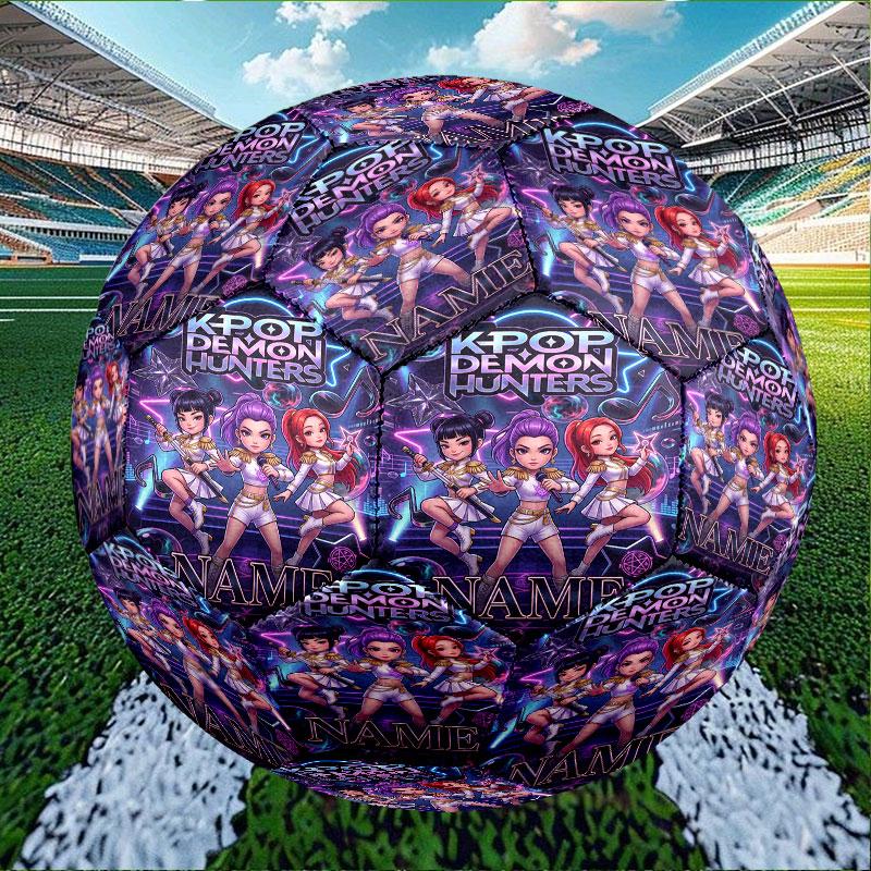 Custom Name Personalized Kpop Demon Hunter Print Size 5 Soccer Ball Training & Match Football, for Team, Kicking, Gift for Football Enthusiasts