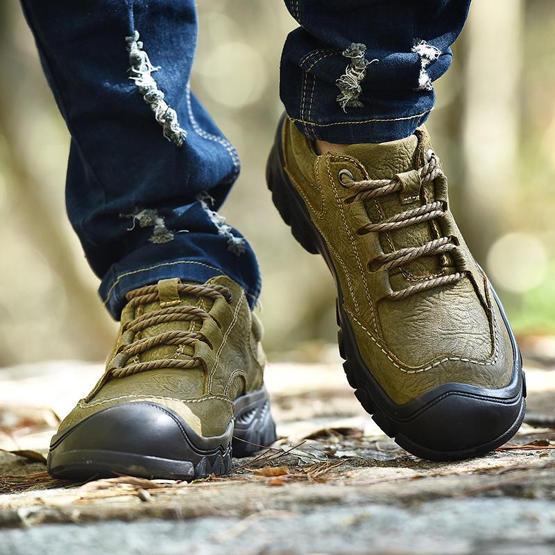 Handmade Men Hiking Shoes Genuine Leather Mens Casual Shoes All-match Male Driving Shoes New Male Comfortable Walking Footwear