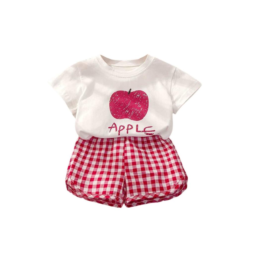 Girls' Fruit Print Set - Short Sleeve & Shorts Outfit
