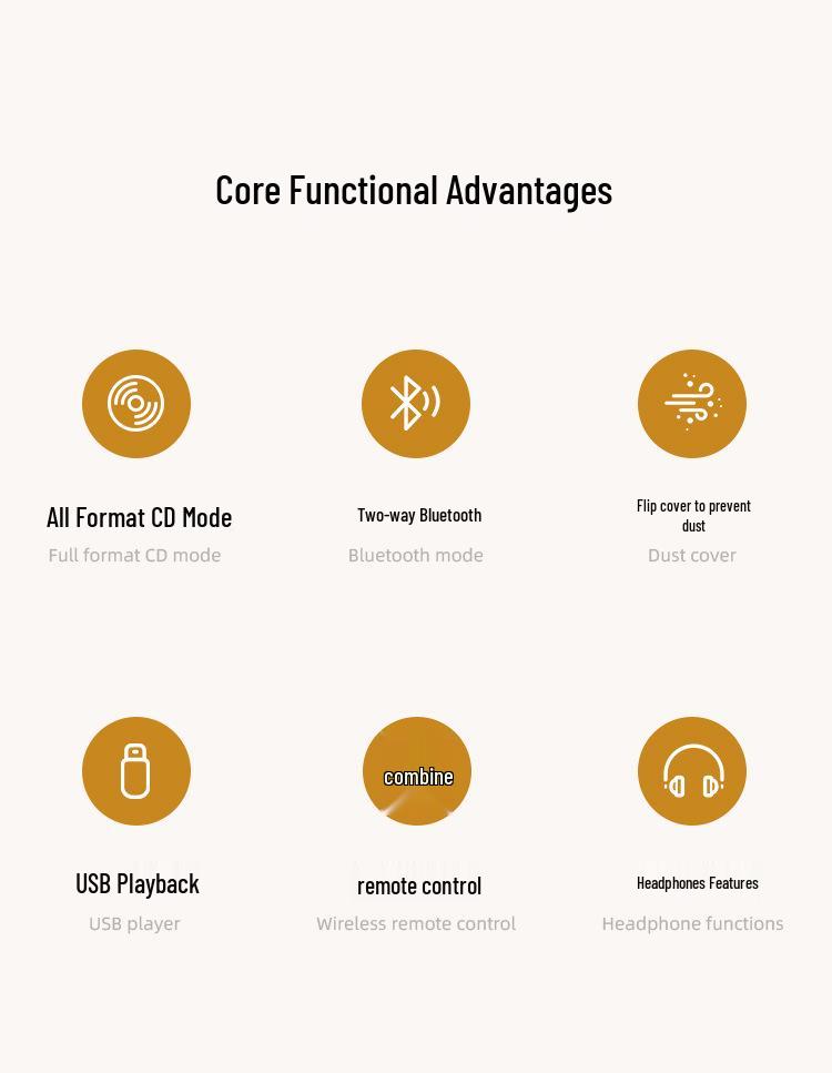 Retro Multifunctional CD Player with Two-way Bluetooth and High Fidelity Sound