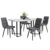 Dining Set (5-piece), Dining Table with 4 Chairs, 140×80cm Kitchen Table with Black Metal Legs, MDF Table Top in White, Dark Grey Linen Dining Chairs
