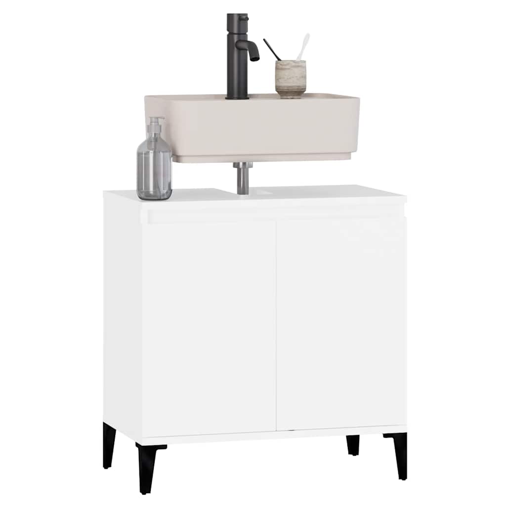 White Bathroom Vanity Cabinet 58 X 33 X 60 Cm Engineered Wood