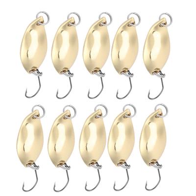 10pcs Lot Fishing Lures Wobbler Baits SpoOn Style Artificial Metal Baits Hook (Gold, 2.5g)