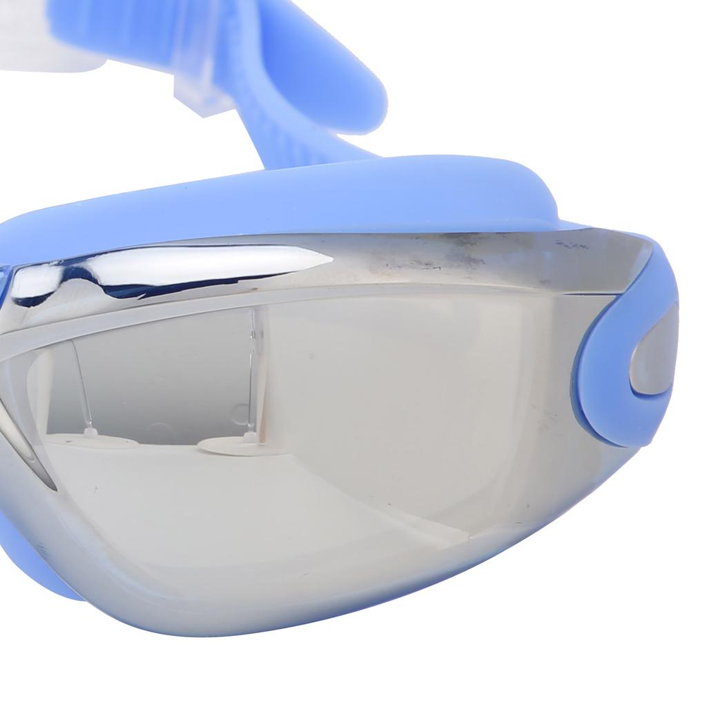 Waterproof Anti Fog Swimming Goggles Electroplating AntiUV Glasses with Earplug for Adult(Blue )