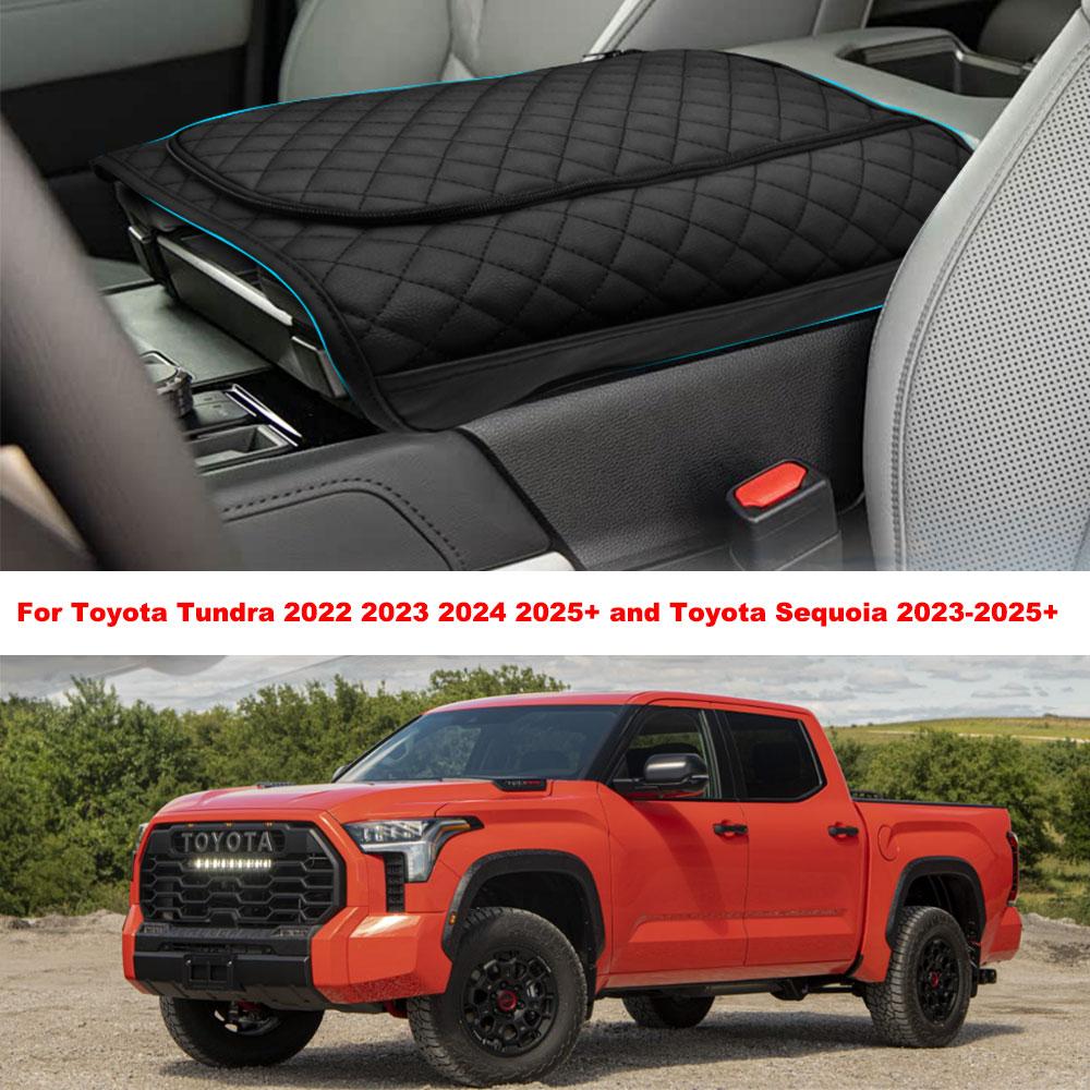 Center Console Armrest Cover For Toyota Tundra 2025+ Sequoia 2025+ Leather Waterproof Anti-Scratch Protect Pad With Storage Bag