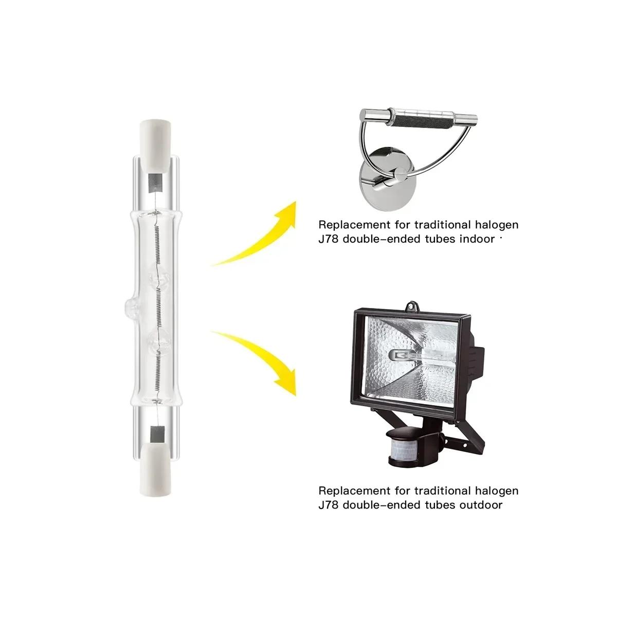 

R7S Halogen Linear Lamp, Building Dimmable Lamp, Landscape Lighting, Work, 5 Pack, 118mm, 300W, 230V білий