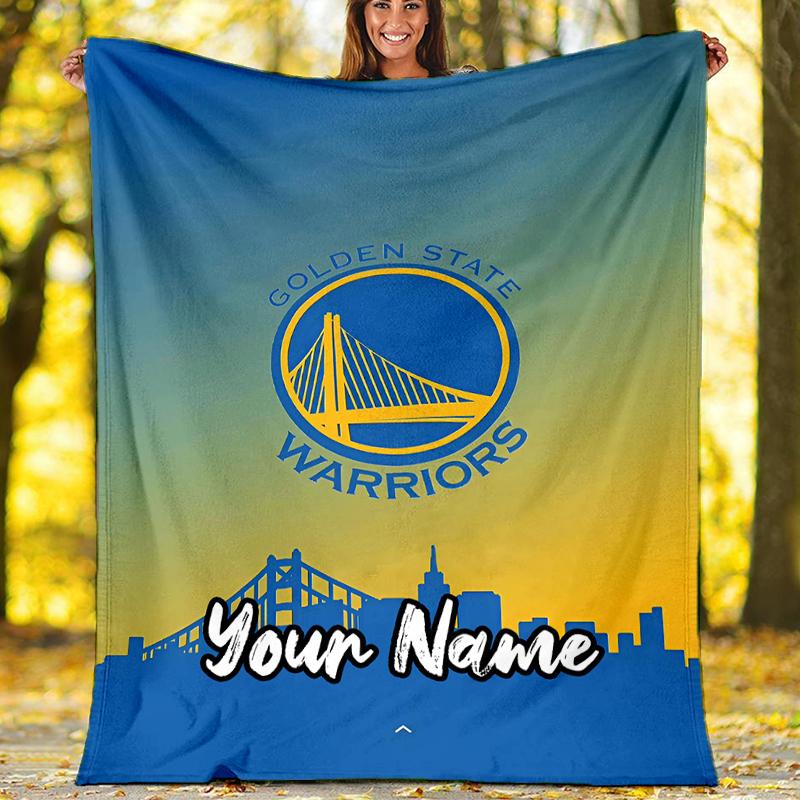 Custom Name Warriors Theme Printed Blanket - Perfect for Couch, Bed, Travel & Outdoor Use | Machine Washable, Cozy & Durable.