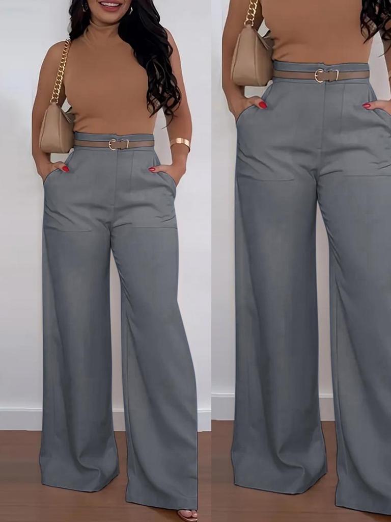 European & American Women's Wide-Leg High Waist Spring/Summer Fashion Casual Drape Pants