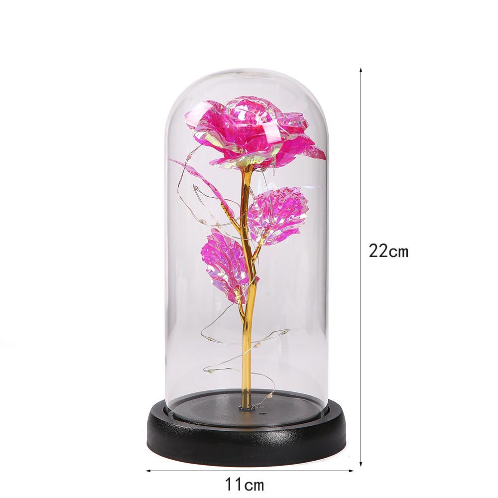 New immortal flower transparent gold foil flower glass cover, rose dust cover luminous gift desktop ornament