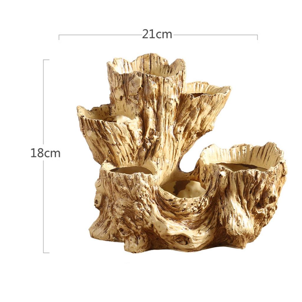 Tree Stump Flower Pot,Organizer Gift Figurine Plant Container Flower Vase for