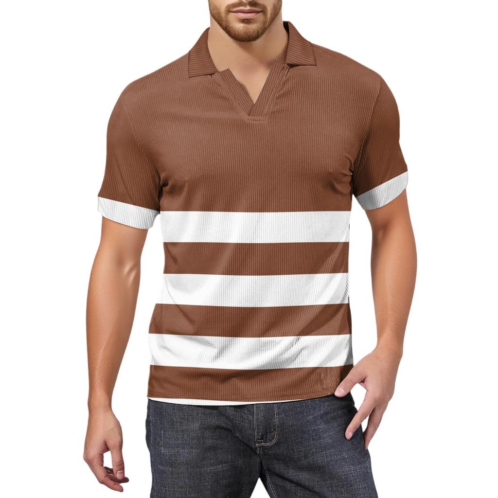 Herrenmode Bedrucktes V-Ausschnitt Kurzarm Top Golf T-Shirt