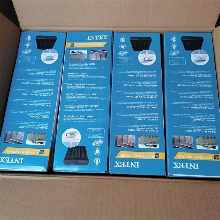 Intex Double Air Mattress with Built-in Pillow - Portable, Thickened, and Simplified Design