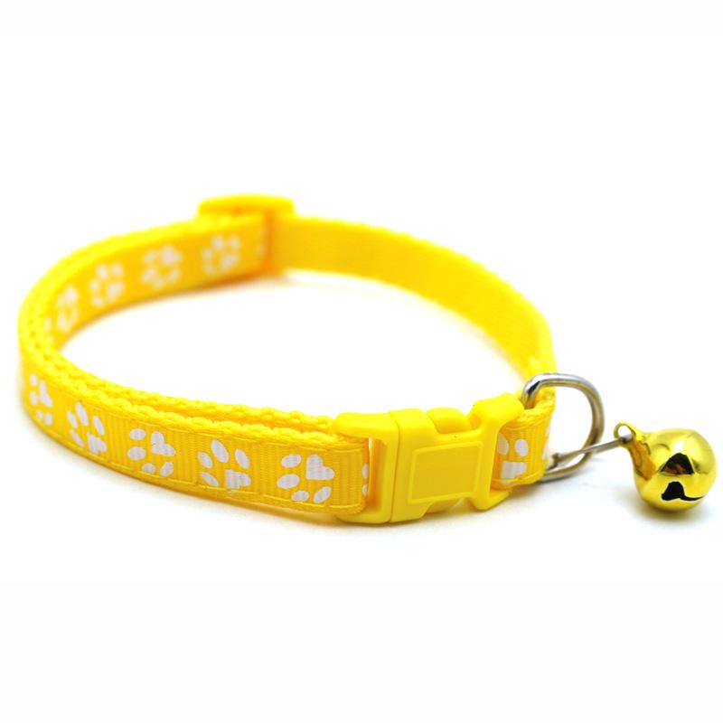 Pet Patch Cat & Dog Collar w/ Paw Print Bell & Safety Buckle