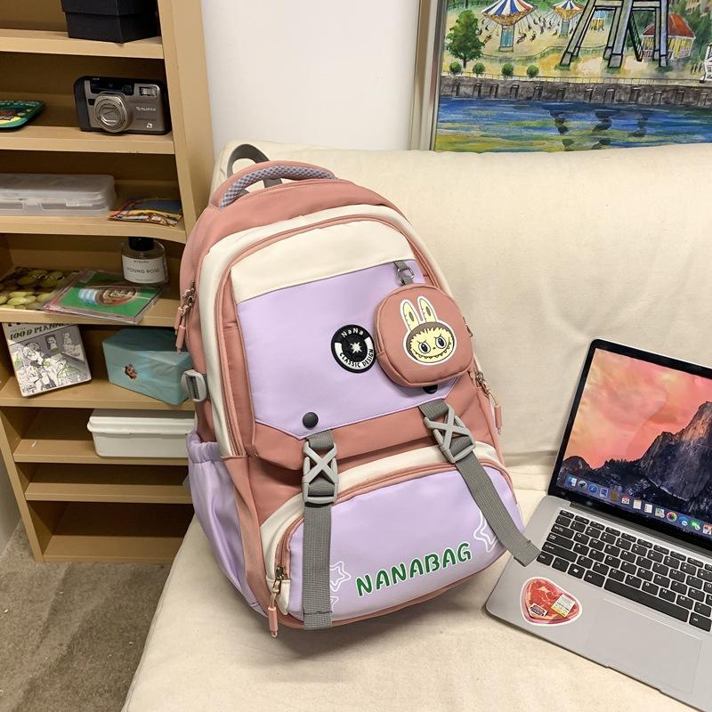 New Schoolbag High School Students' Large Capacity  Light and Simple College Students' Backpacks  Leisure Travel and Contrasting Shoulder Bags.