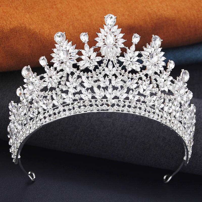 

Элегантная высокая опалово-розовая корона Royal Queen тиары и короны свадебные украшения для волос вечеринка выпускной диадема конкурс головной убор невесты