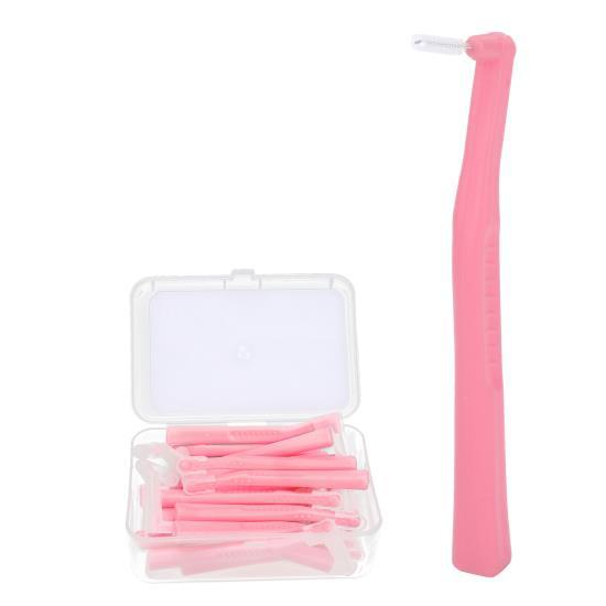 20pcs L Shape Interdental Brush Angle Cleaners  Dental Tool Teeth Cleaning Toothpick Pink 