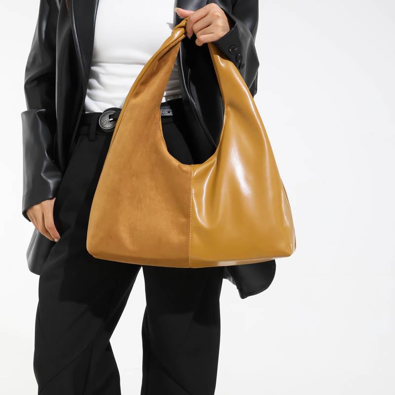 Damen Tragetasche mit großem Fassungsvermögen - Winter 2025 Schlichte Mode, vielseitige Colorblock-Schulter- und Achseltasche