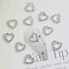 10pcs Silver Diamond Heart Shape Nail Art Charms 3D Nail Alloy Hollow-Out Crystal DIY Manicure Art Decoration Accessories