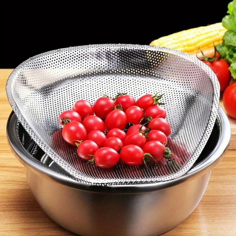 1PC Stainless Steel Colander Strainer Sieve Kitchen Rice Washer Fine Mesh Food Strainers Colander Vegetables Fruits Draining