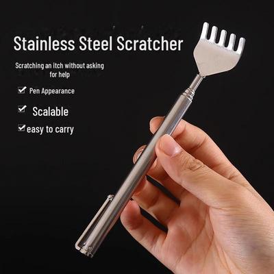 Retractable Stainless Steel Back Scratcher: Self-Relief with Portable Massage Tool.