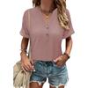 YYFS Camicette e camicie con scollo a V a maniche corte con stampa tinta unita primavera estate casual alla moda da donna