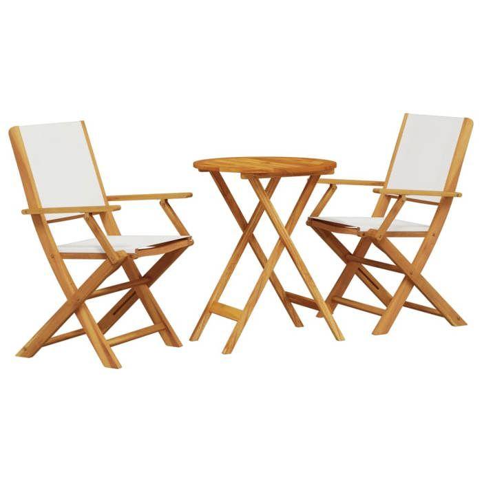 VidaXL 3-piece Bistro Set Cream White Fabric and Solid Wood, Garden Bistro Set, Balcony Set, Set 3281796