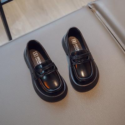 Brytyjskie Mundurkowe Buty Szkolne 2024 Nowe Proste Bez Ozdób Antypoślizgowe Z Okrągłym Noskiem Dziecięce Mokasyny z Okrągłym Noskiem Koreańskie PU Dziecięce Buty Codzienne