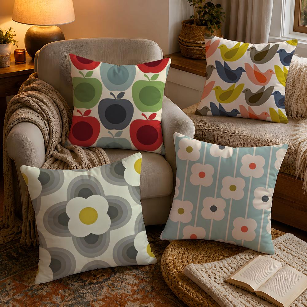 Fashion Art OOrla Kiely Flower Pillow Case Soft Plush Cushion Cover Double Print and Invisible Zipper for Sofa Home Car Use