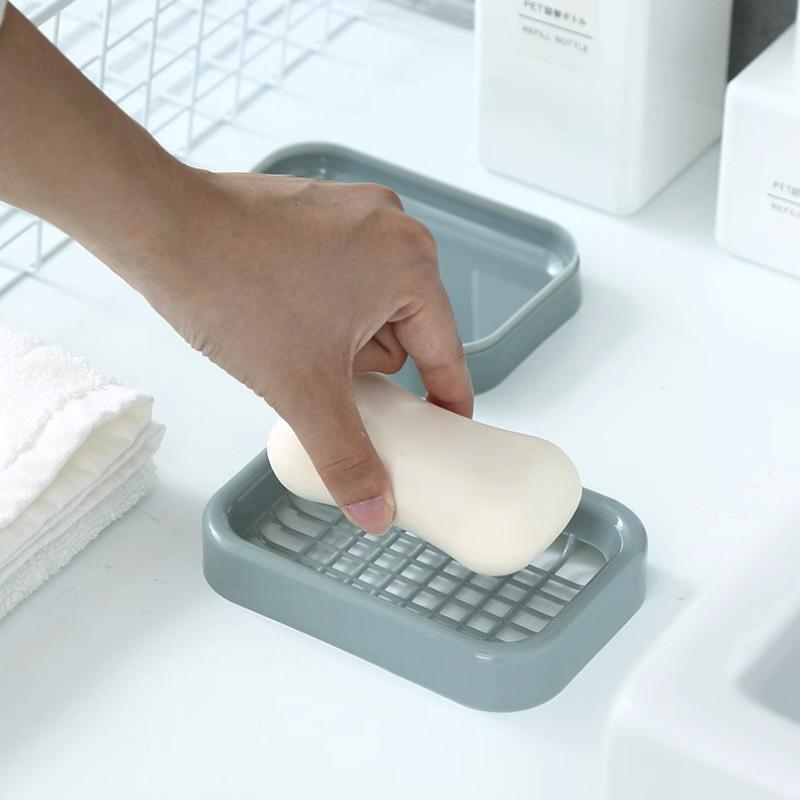 Creative Grid Soap Dish Thickened Double Layer Drain Soap Dish Bathroom Laundry Soap Rack Storage Rack