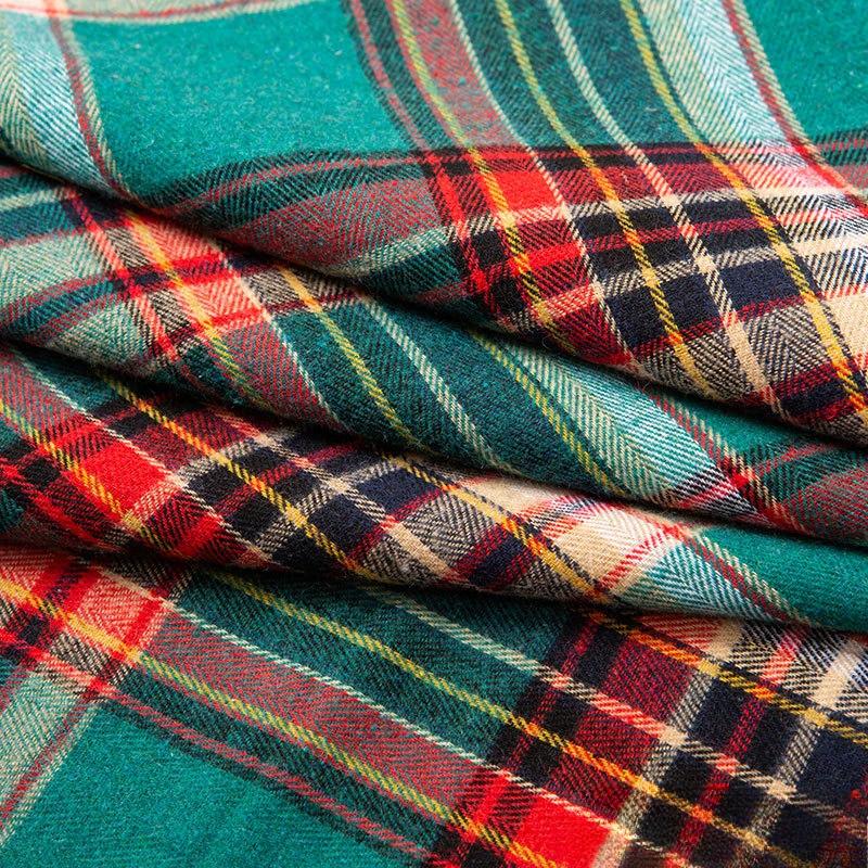 100x145cm Cotton Autumn/winter Cartoon Floral Tweed Flannel Plaid Shirt Fabric Fine Frosted Soft Cloth Yarn-dyed Garment Fabric