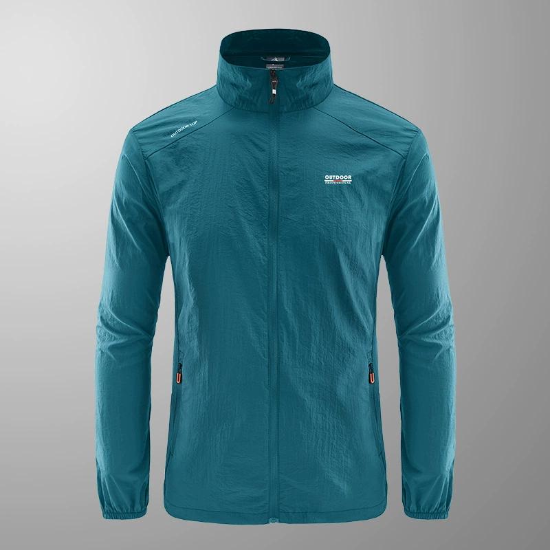 

Летняя мужская одежда больших размеров, ультратонкая дышащая куртка с воротником-стойкой, защищающая от ультрафиолета, одежда для рыбалки, мужская одежда для кожи 5XL