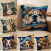 Creative Cute Starry Sky Puppy Pillow Case Printed Brushed Fleece Pillow Baby Skin-Touch Eco-Friendly Dye-Sublimat
