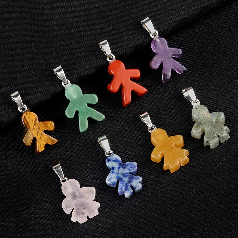 1Pcs Small Pendant Natural Stone Men-Shaped Pendant For Jewelry Making DIY Earrings Necklace Bracelet Accessory