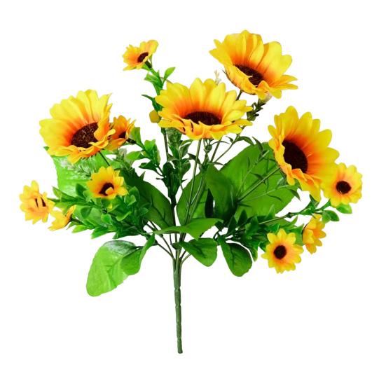 Artificial Sunflower 13 Head Realistic Fake Silk Flower Home Office Wedding Party Table Centerpiece Indoor Outdoor Faux Bloom Decoration
