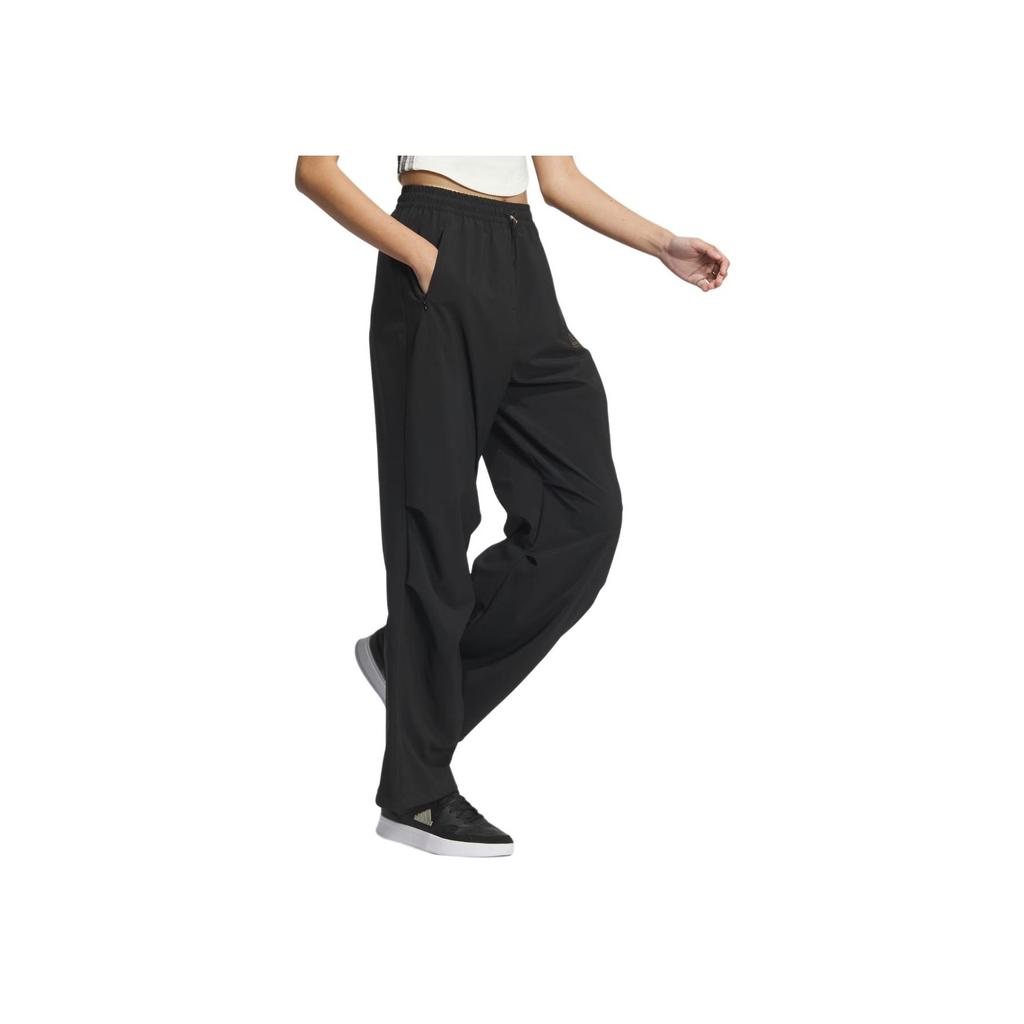 Adidas Tech Parachute Tracksuit Bottoms Comfortable Loose Fit Drawstring Design Sports Casual Pants Women Bottoms Black JJ1099
