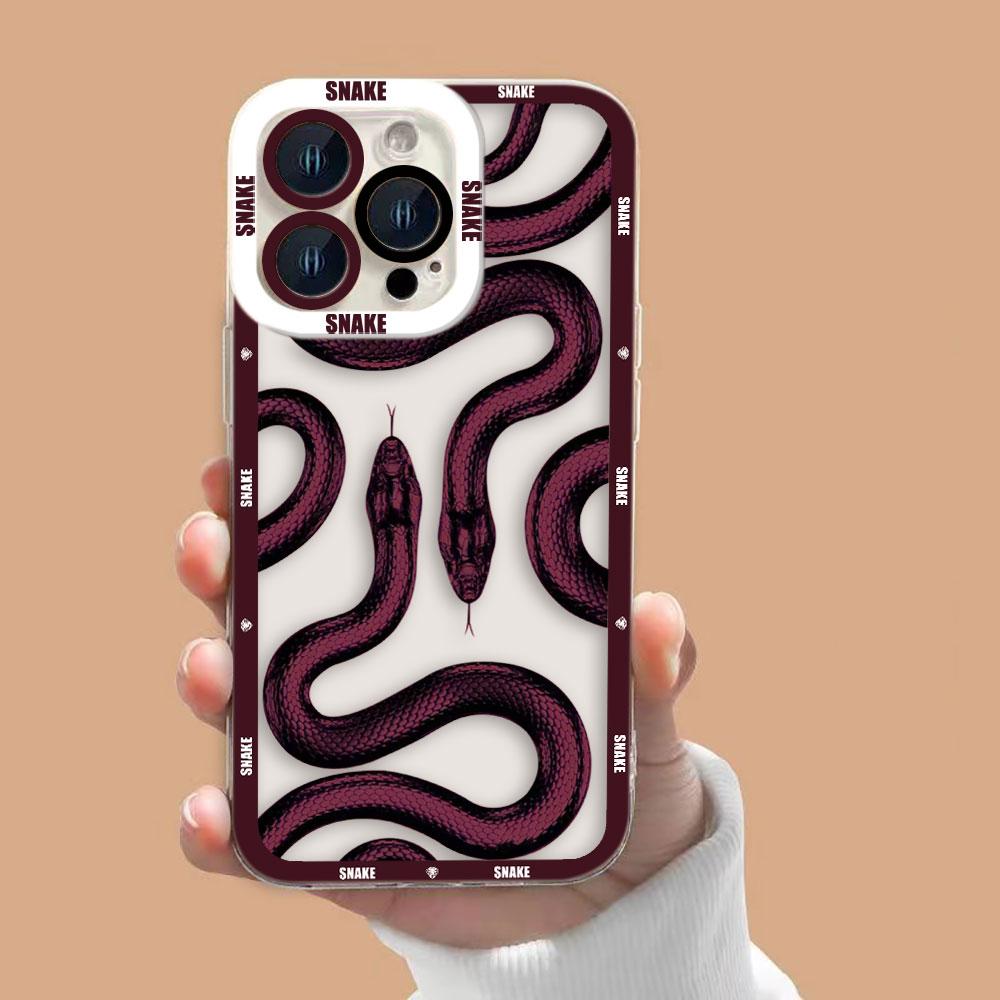Black Purple Red Gold Snake Cover Clear Phone Case For Redmi Note 15 14 13 12 12S 11 11T 11S 10 9 10S 9S 8 Pro Plus Case Shell