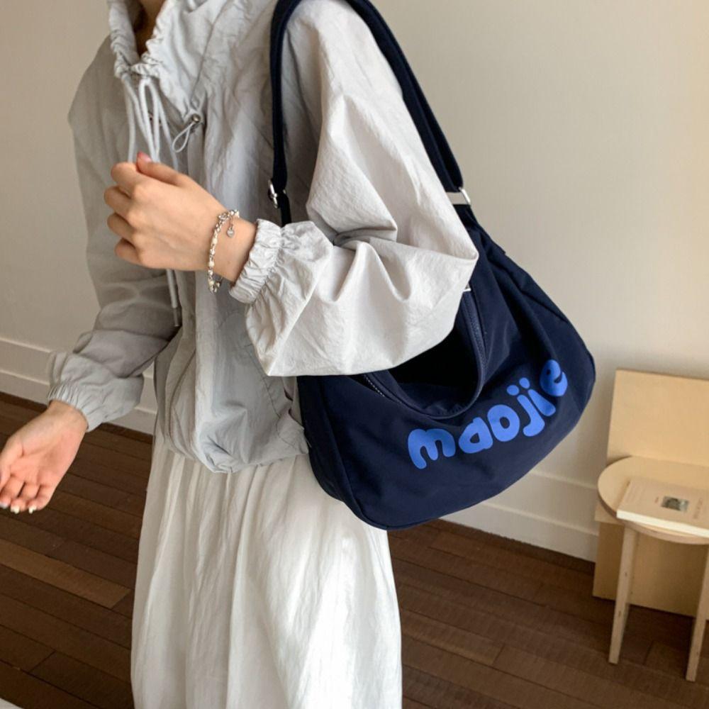 Letter Women's Tote Bags Canvas Commute Bag Versatile Single Shoulder Bags  Daily