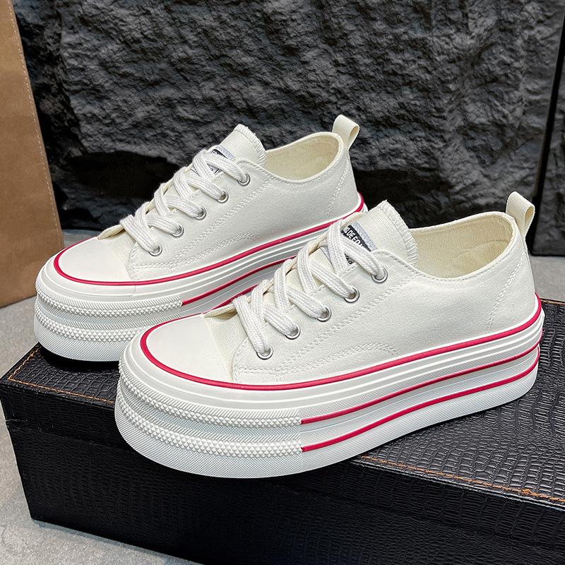 Дышащие повседневные кеды новые летние на толстой подошве увеличивающие рост повседневные маленькие белые кеды студенческие холщовые кеды 35