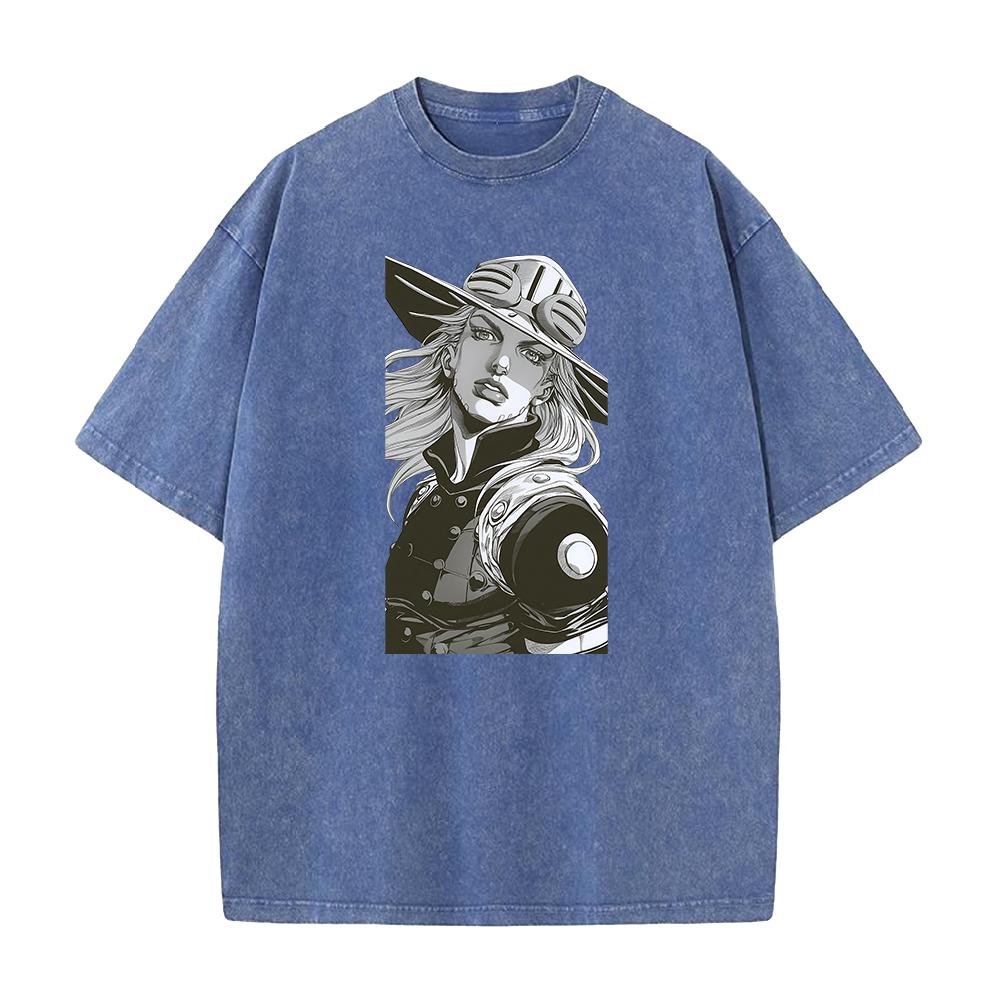 JoJo's Bizarre Adventure Gyro Zeppeli Graphic Tshirt Men Women Clothing Short Sleeve Cotton T-shirts Washed Tee Harajuku T Shirt