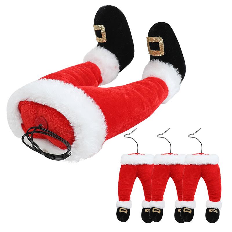 Santa Claus Elf Leg Doll Xmas Tree Picks Merry Christmas Decoration for Home Fireplace Hanging Ornament New Year Party Kids Gift