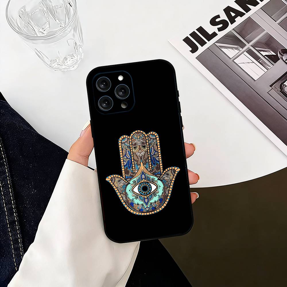 

H-Hamsa H-Hand-D Phone Case For iPhone 17, 16,15,14,13,12,11 Plus,Pro Max, Others Soft Black Cover iPhone15