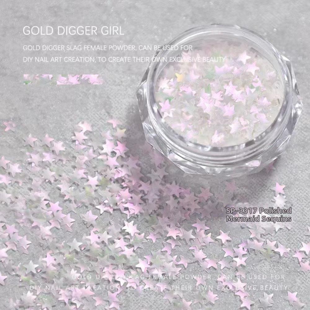 Heart Glitter Nail Art Glitter Flower Butterfly Mermaid Sequins DIY Nail Art Iridescent Prism Pink Cherry Blossom