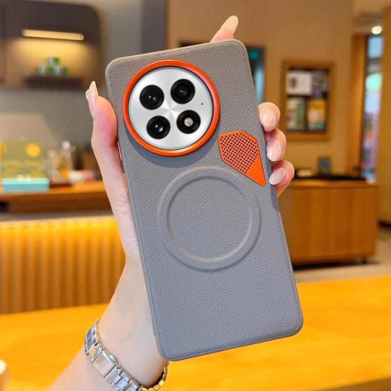 

For OnePlus 13 13R ACE 5 ACE 5 Pro Large Hole Metal Lens Protective Ring Heat-Dissipating Magnetic Shockproof Phone Case For OnePlus 13