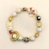 Pink Cloisonné Nine-tailed Fox Bracelet with Gold Leaf and Enamel Beads
