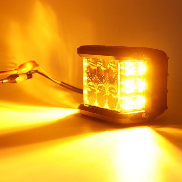 4'' Dual Side Shooter Dual Color Strobe Cree Pods for Truck ATV Boat 3-Sided 36W Car Work Lights LED Front Spotlights Lights