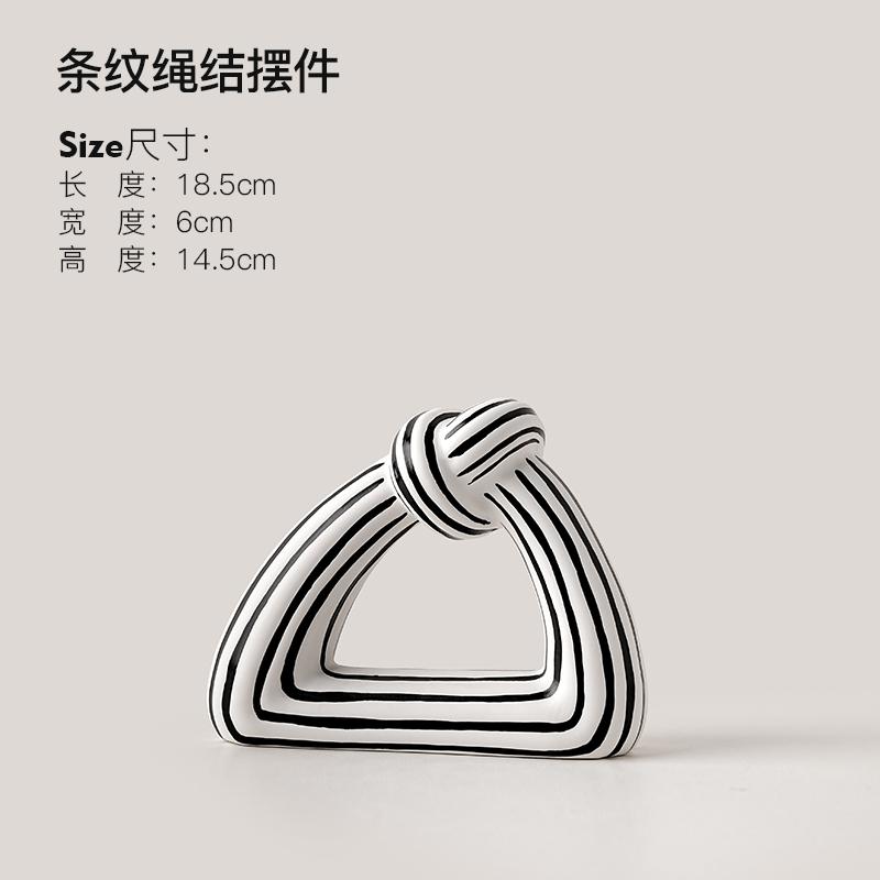 Ceramic Vase  Black White Striped Knot Decor sculpture Desktop Art Ornament Creative Flower Arrangement Vase Living Room Decor