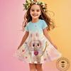 Kuromi New Summer Girls Dress Labubu 3D Printed Fashionable Cartoon Cute Princess Girls Clothes Skirt Party Labubu