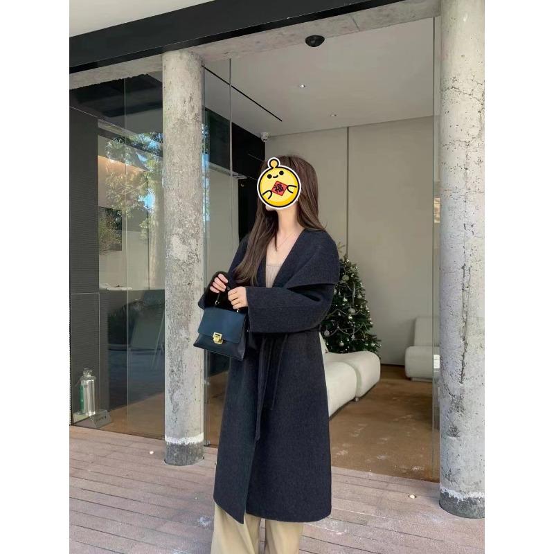 New Double-sided Wool Coat Long Large Lapel Korean Style Loose Casual Woolen Coat