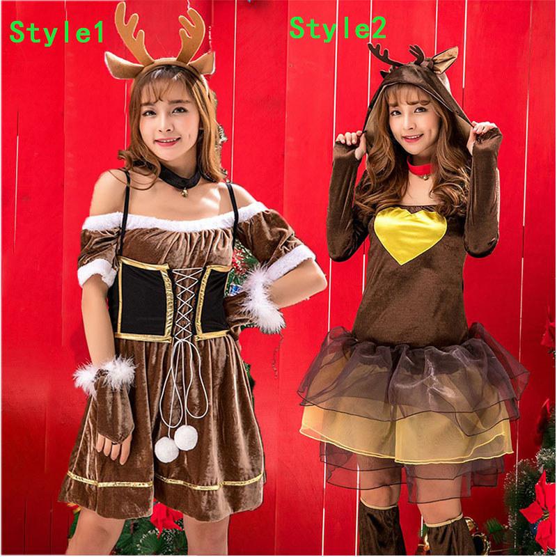 Christmas Women Reindeer Costume Fashion Cosplay Party Deer Fancy Dress Outfit